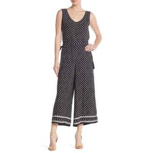 Max Studio Women's Side Tie Crop Jumpsuit Floral Print Sleeveless Size XL Black